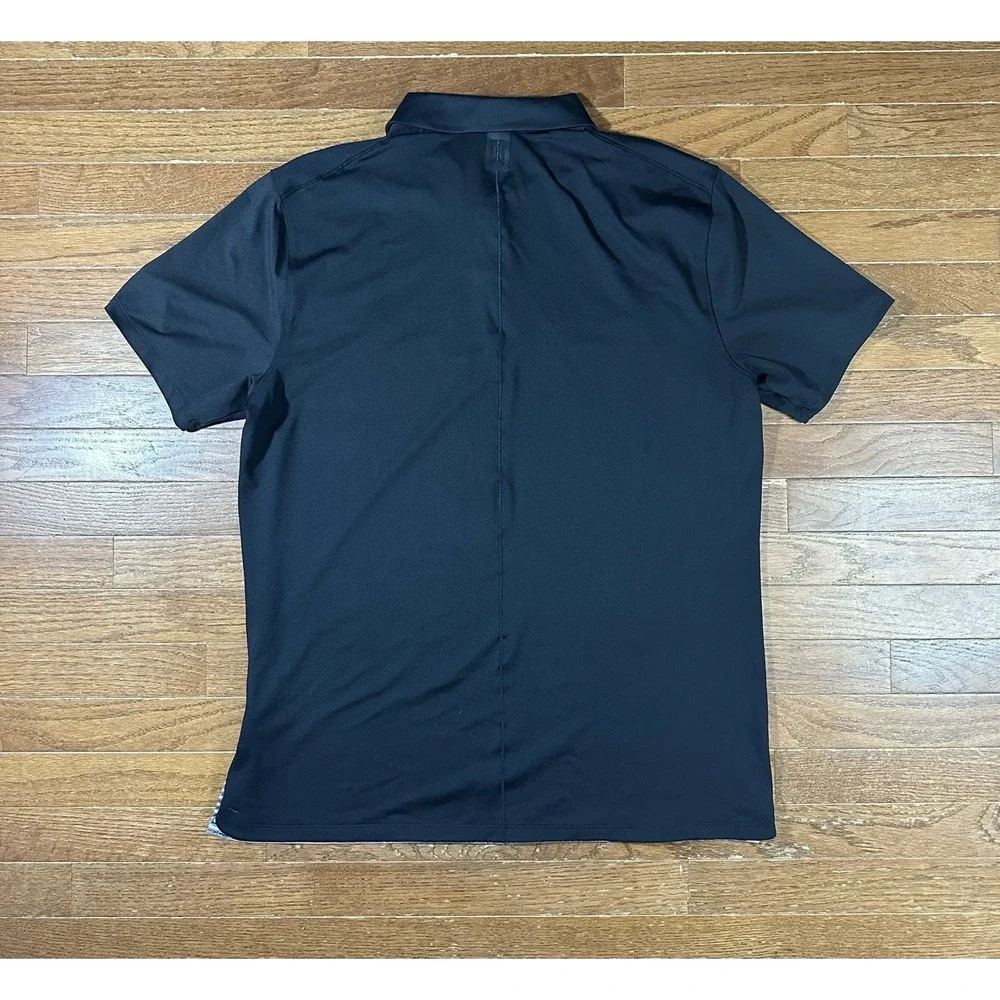 Nike Dri Fit Tiger Woods Polo Large Gray Black Stripe Mens Short Sleeve Golf